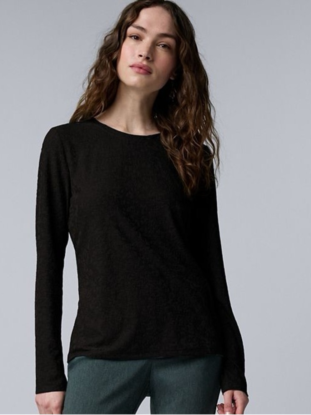Simply Vera Vera Wang Long Sleeve Knit Top In Night Haze  Crew Neck XL, NWT